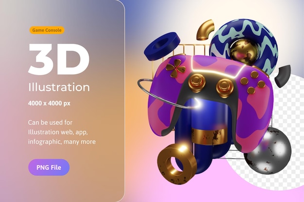 PSD 3d illustration game console abstract decoration, used for web, app, infographic, print, etc