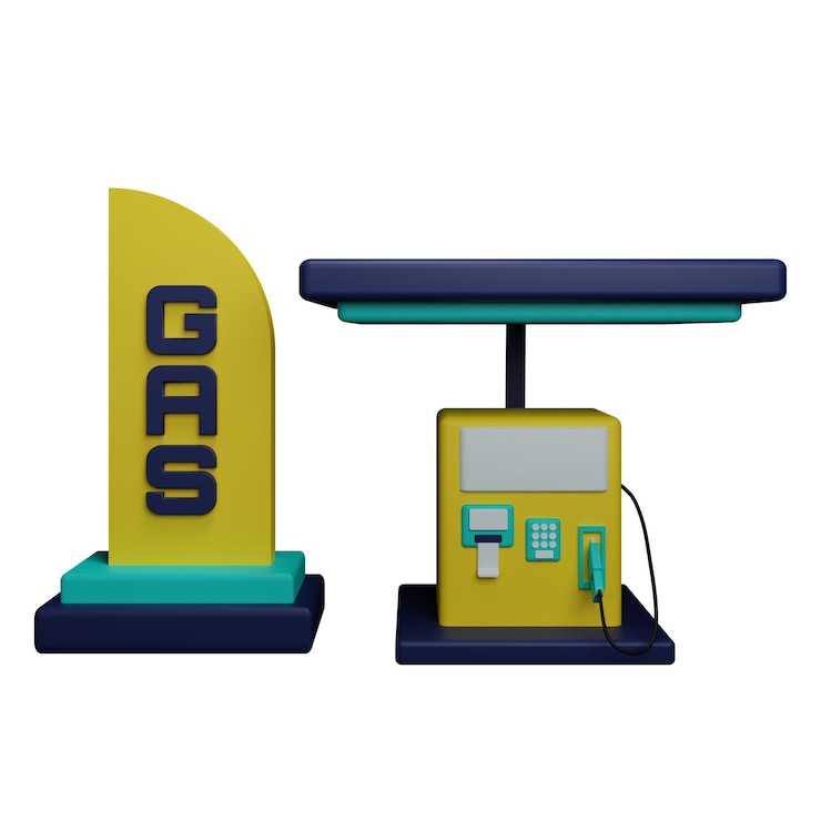 PSD 3d illustration of gas station