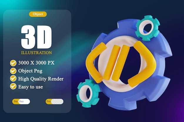 Код шестеренки 3d-иллюстрации