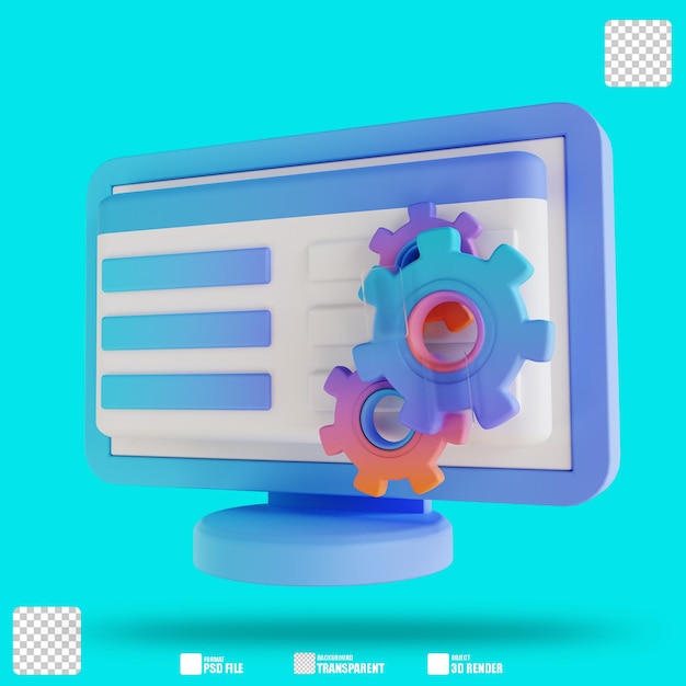 3D illustration gear indstillinger 3