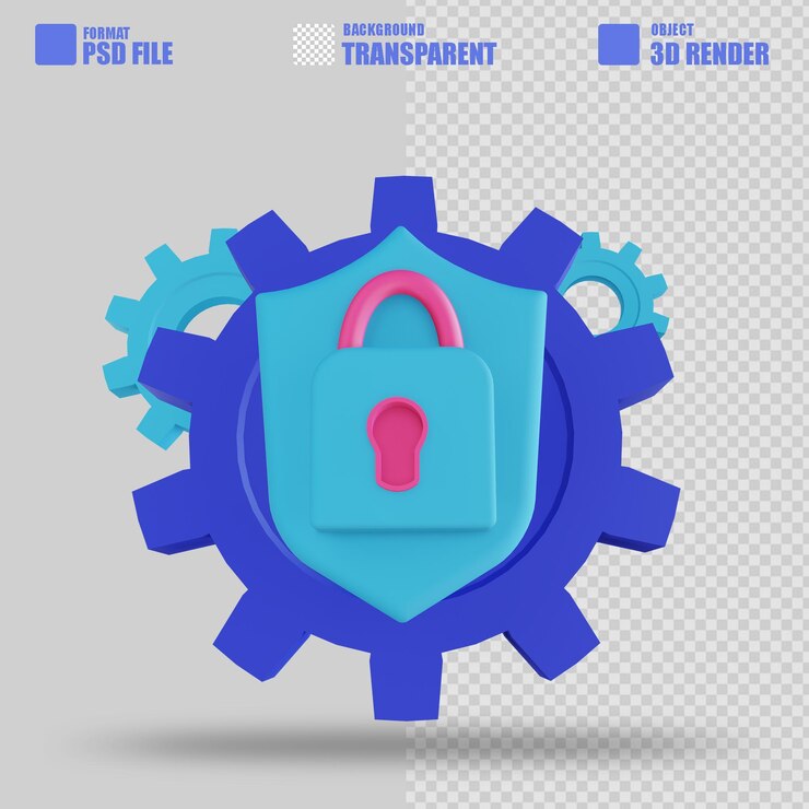 PSD 3d illustration gear setting lock 3