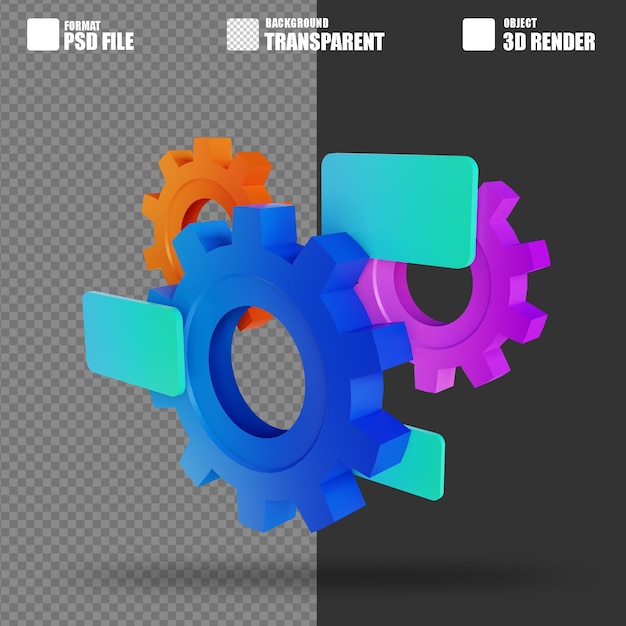 PSD 3d illustration gear setting