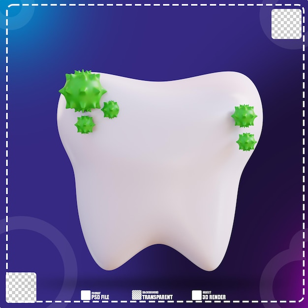 PSD 3d illustration of germs on teeth