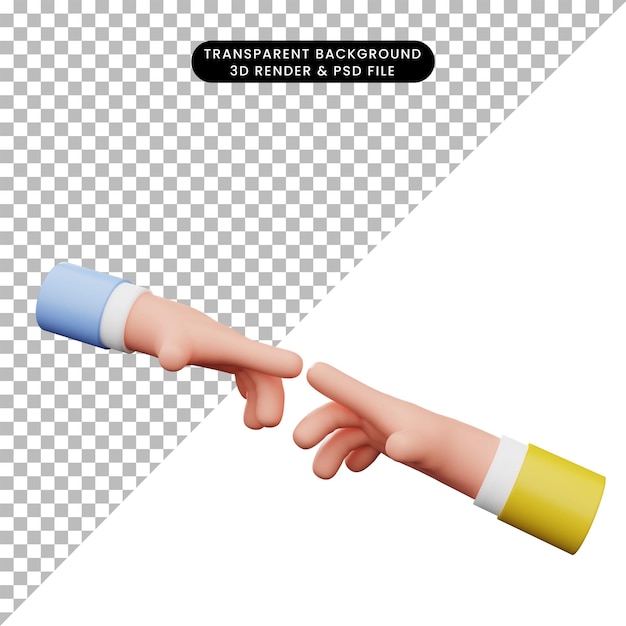 Illustrazione 3d del tocco della mano gesto gesture