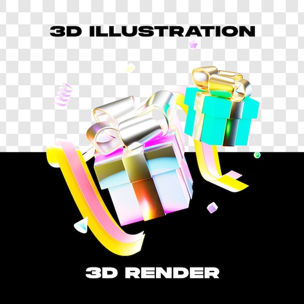 3d illustration Gift 3d render 3d icon high resolution with transparent background