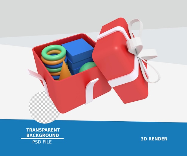 Illustrazione 3d della confezione regalo