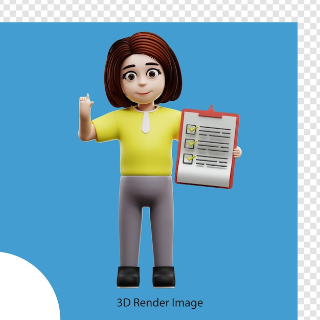 3d illustration girl student explaining rules
