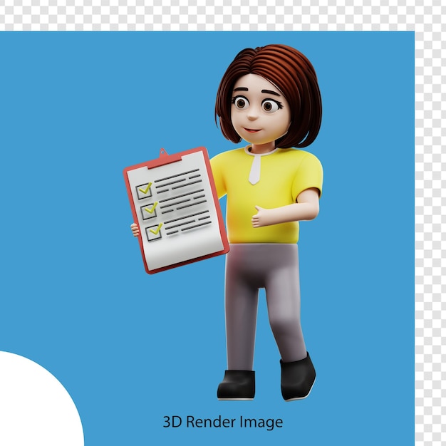 3d illustration girl student explaining rules