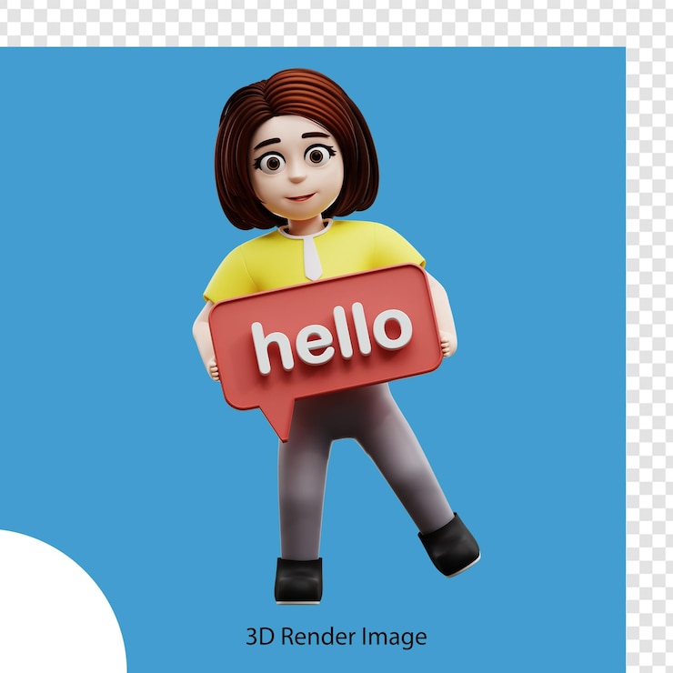 PSD 3d illustration girl student saying hello