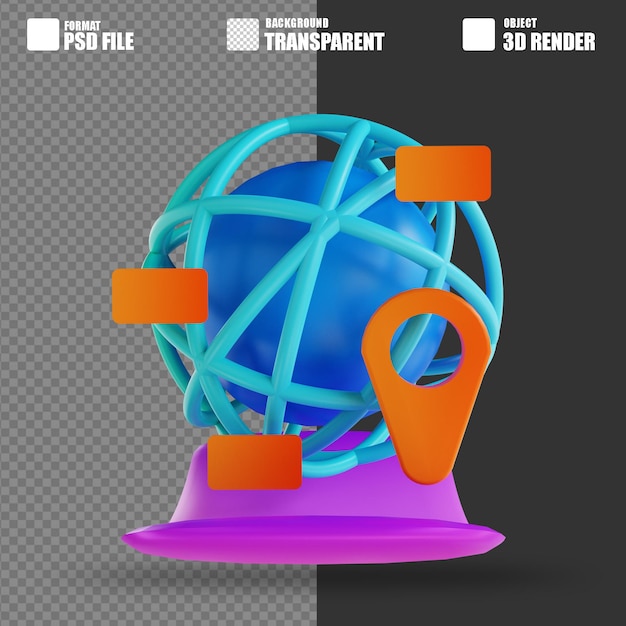 3D-иллюстрация глобального SEO и местного генерального директора