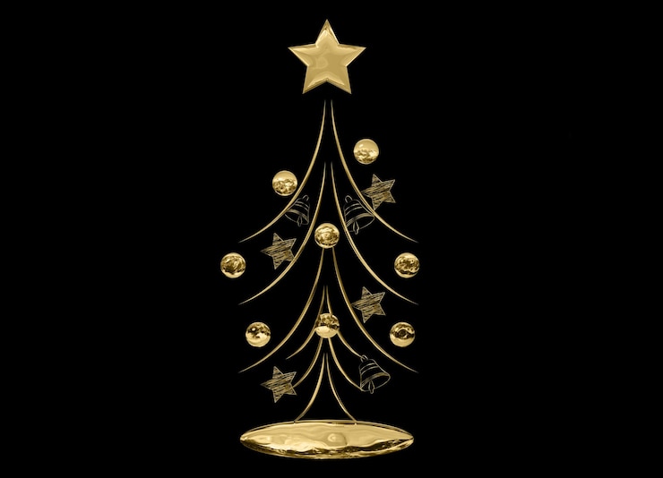 PSD 3d illustration gold christmas tree