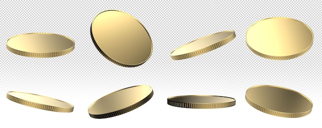 PSD 3d illustration of a gold coins set isolated for money