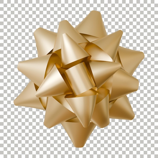 a 3d illustration of gold foil bow on a transparent background