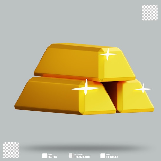 PSD 3d illustration gold ingots 3