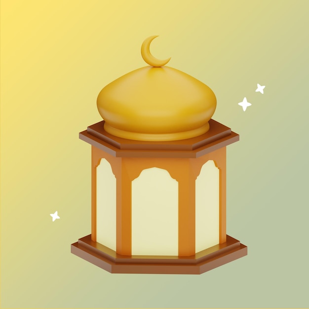 3d illustration of a gold lantern