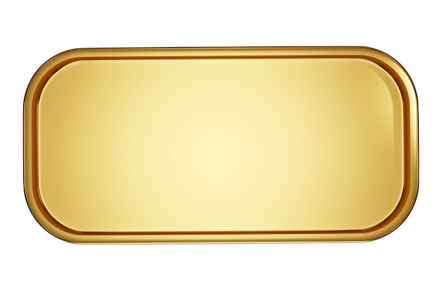 3d illustration gold rcangle button with frame