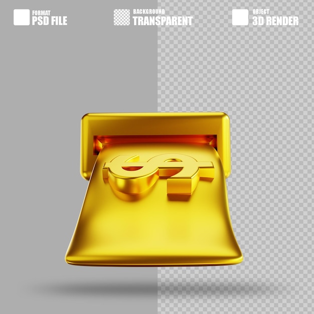 PSD 3d illustration golden atm money 3