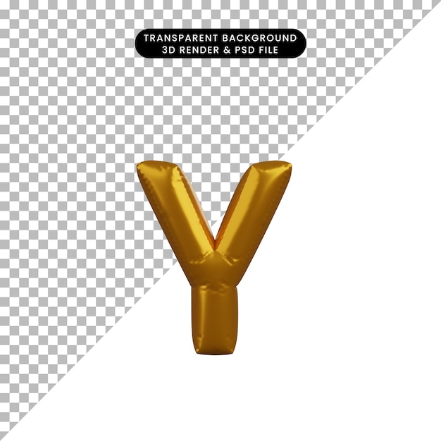 3d illustration of golden balloon concept alphabet y