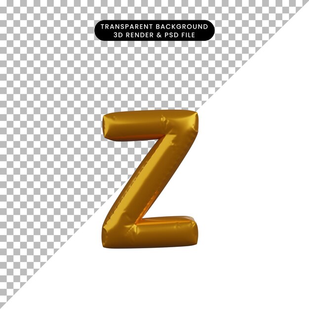 3d illustration of golden balloon concept alphabet z