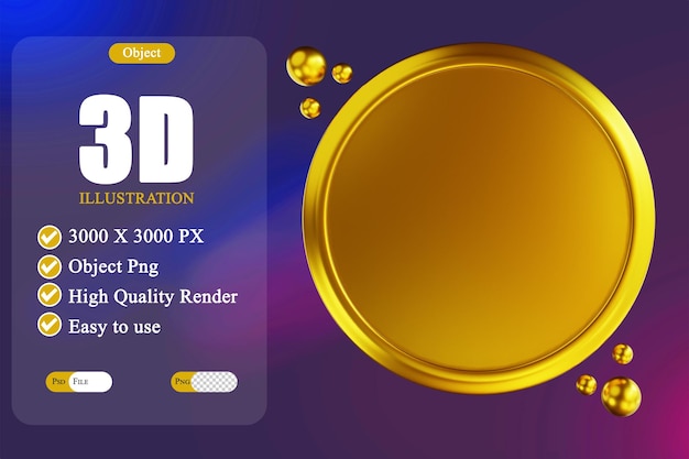 PSD 3d illustration golden common coin 2