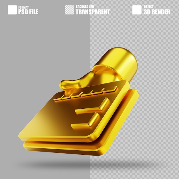 3D illustration golden hand and credit card 4