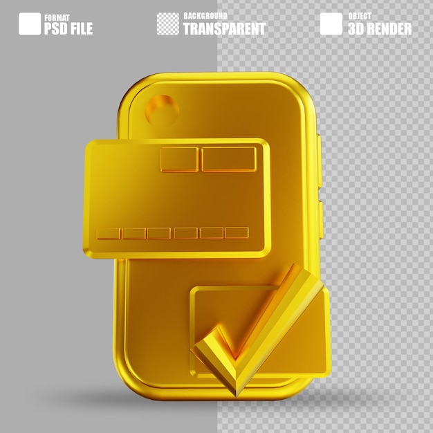 3d illustration golden mobile and credit card 3