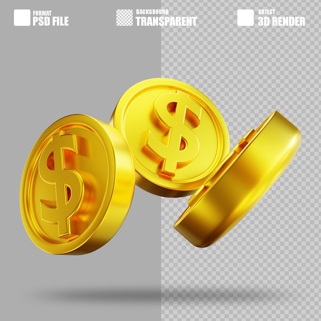 3d illustration golden money coins 13