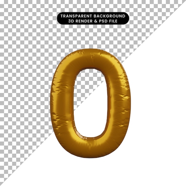 3d illustration of golden number 0 balloon concept