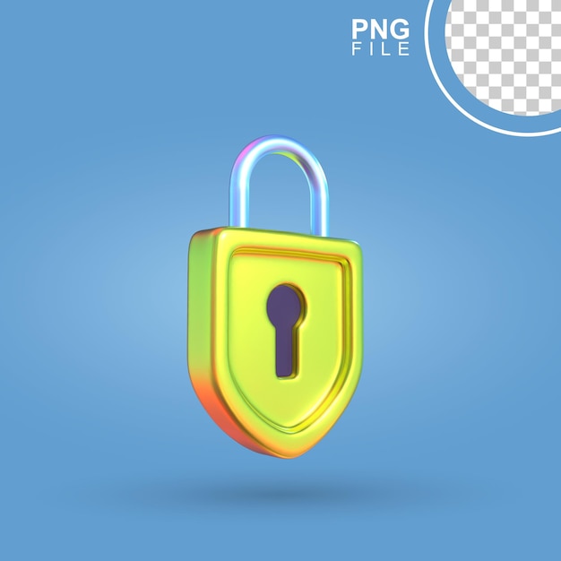 PSD 3d illustration of a golden padlock