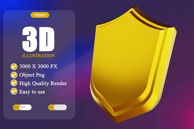 3D illustration golden security 2