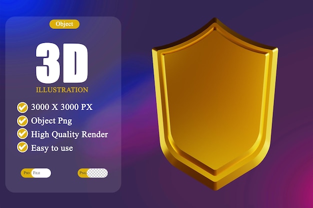 3D illustration golden security 3