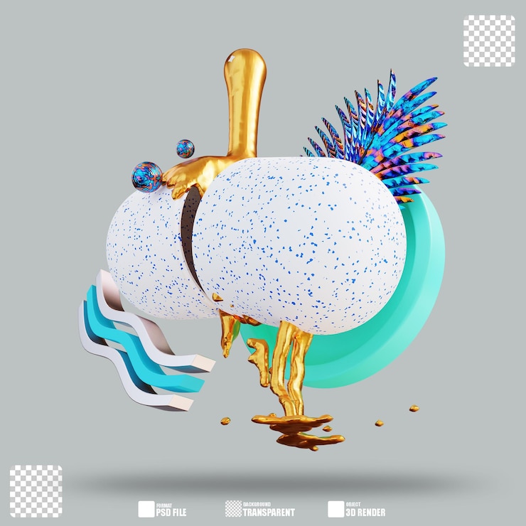 PSD 3d illustration golden water capsule 3