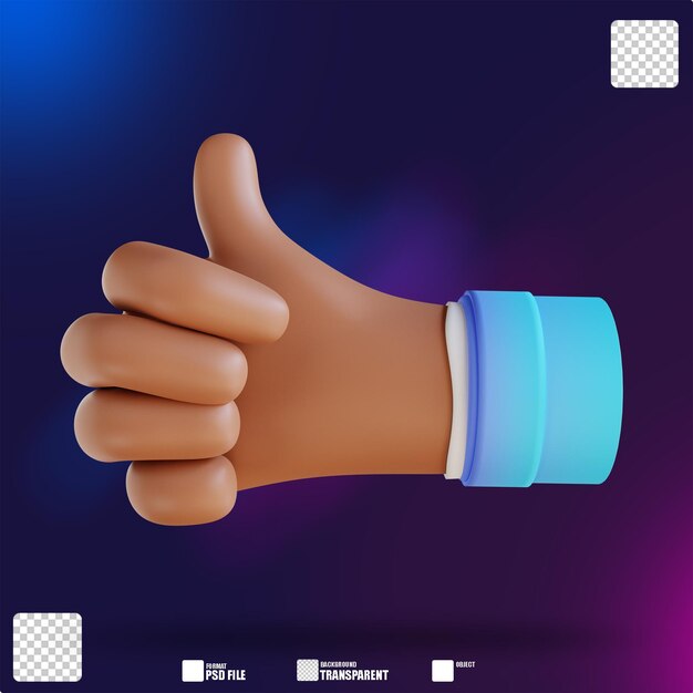 3D illustration good hand gesture 2