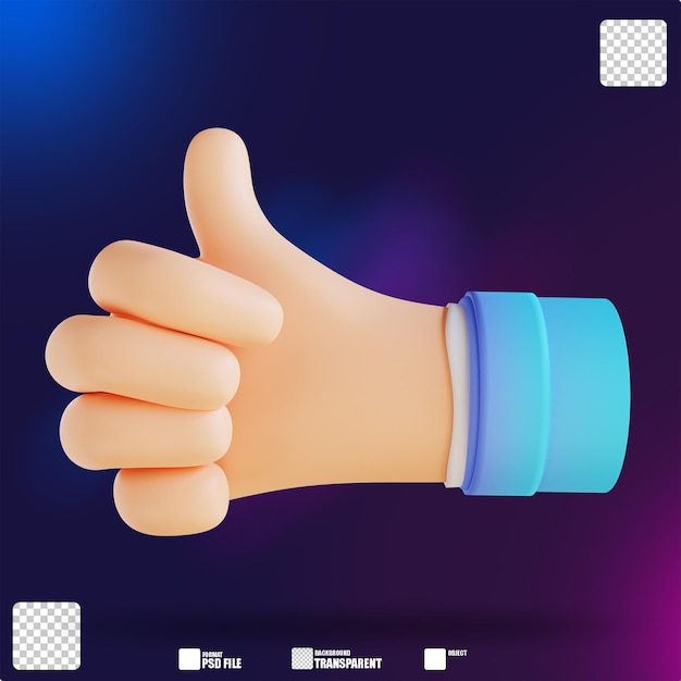 PSD 3d illustration good hand gesture