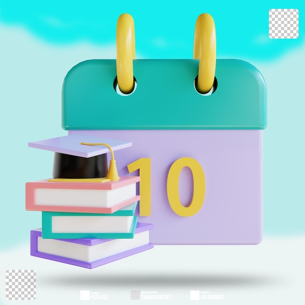 PSD 3d illustration graduation date