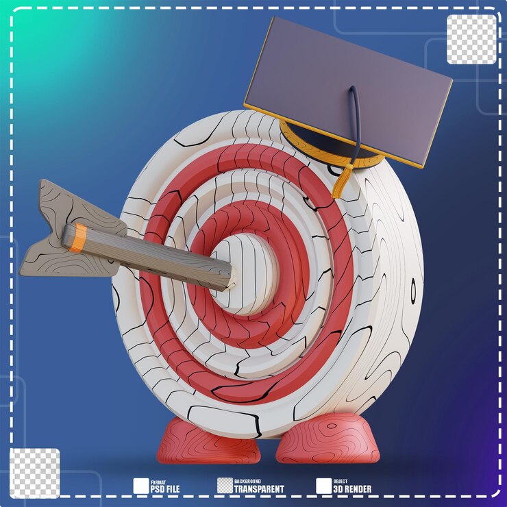 PSD 3d illustration of graduation target 3