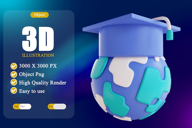 3d illustration graduation world 2