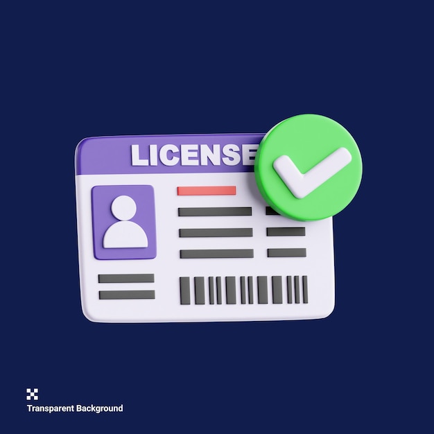 PSD 3d illustration of granted license validation
