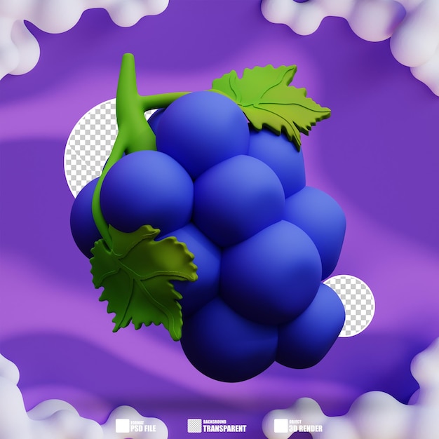 PSD 3d illustration of grapes 3