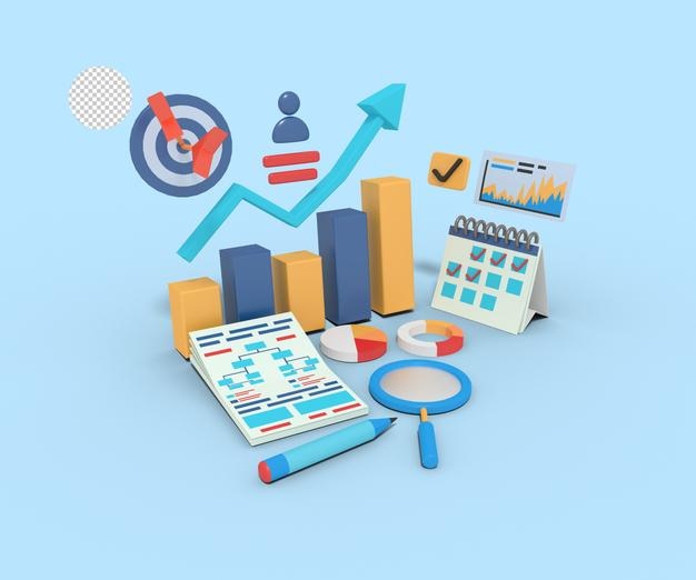 3d illustration of graph bar  planning business growth