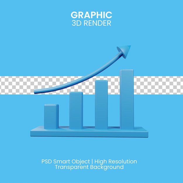 PSD 3d illustration of graph concept