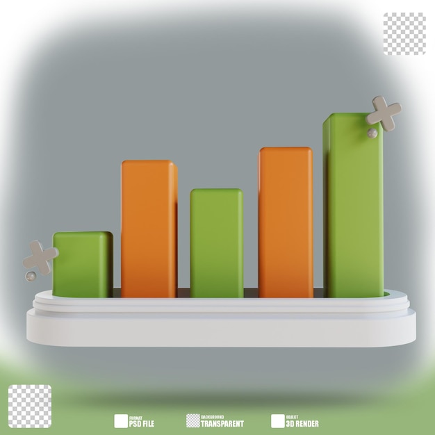 PSD 3d illustration graph up 3