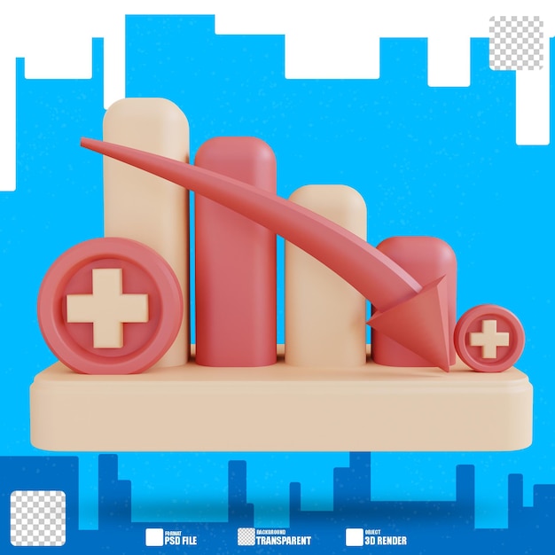 3d illustration graphic of decreasing health 2