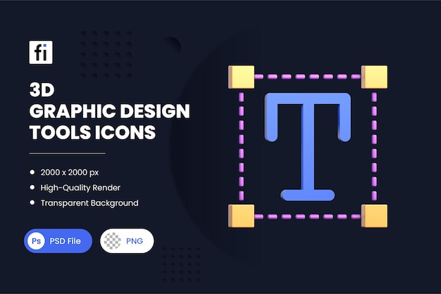 3d illustration graphic design tool text