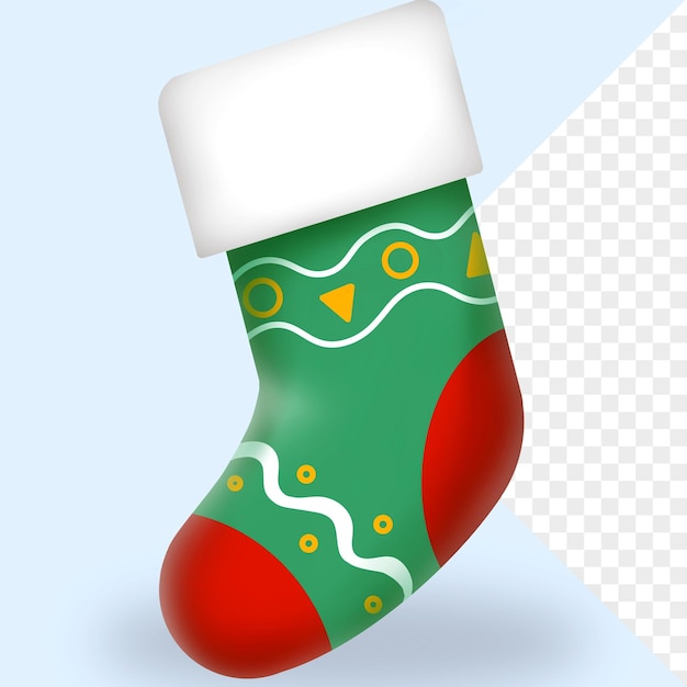 3D illustration of a green Christmas sock