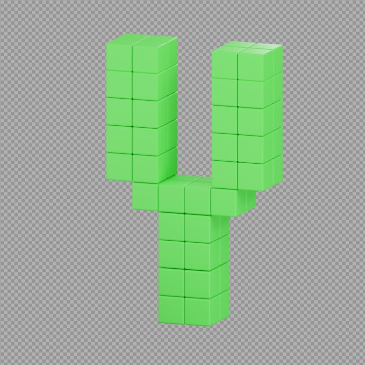 PSD 3d illustration of green cube blocks with the letter y y on it in transparent background