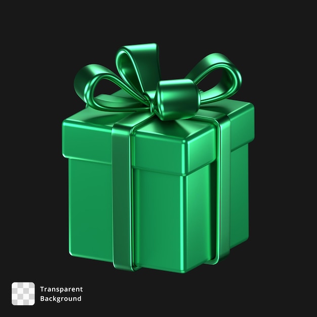 PSD 3d illustration of a green gift box with green bow amp ribbons