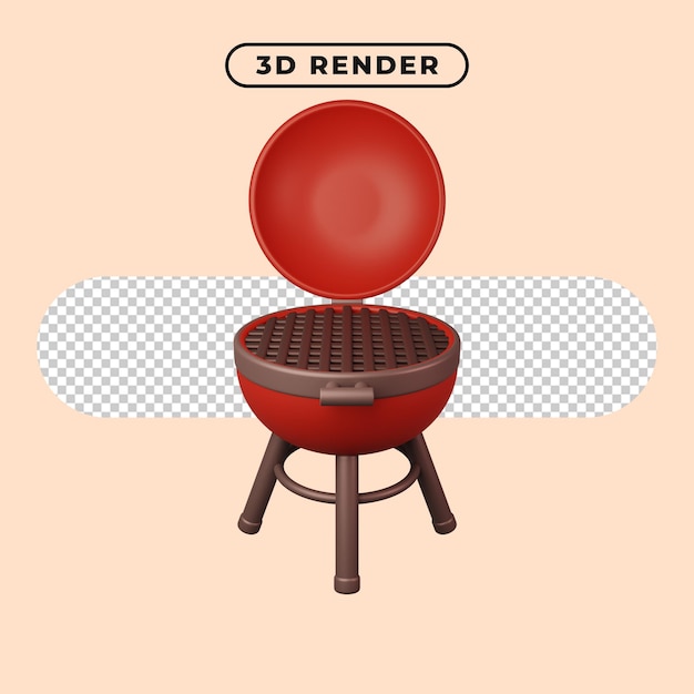 PSD 3d illustration of grill icon