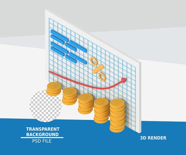 PSD illustrazione 3d della finanza aziendale in crescita