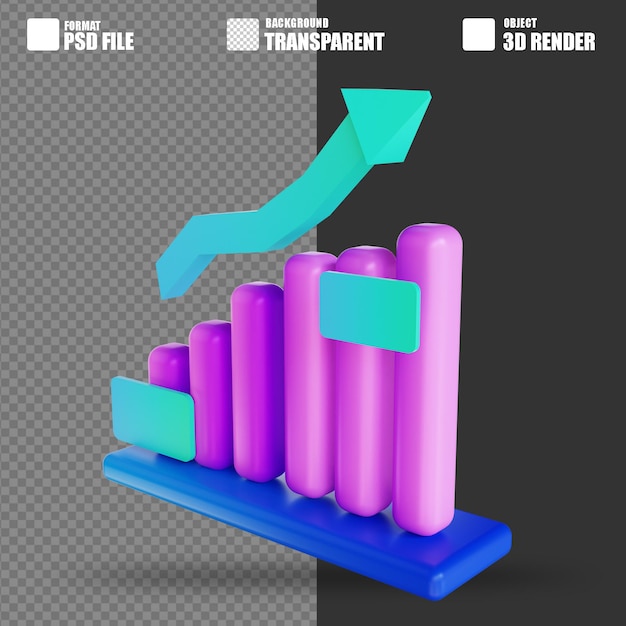 PSD illustrazione 3d del traffico di crescita